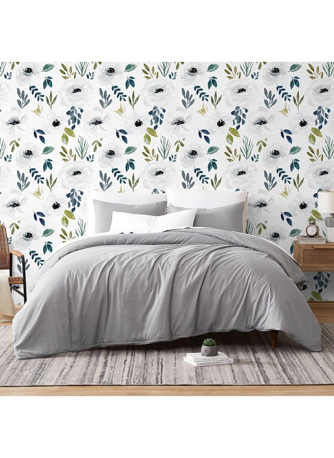HAOKHOME 932452 Peel And Stick Floral Wallpaper Home Decor Removable White/Grey/Black Vinyl Self Adhesive Mural 17.7In X 9.8Ft  - Image 4