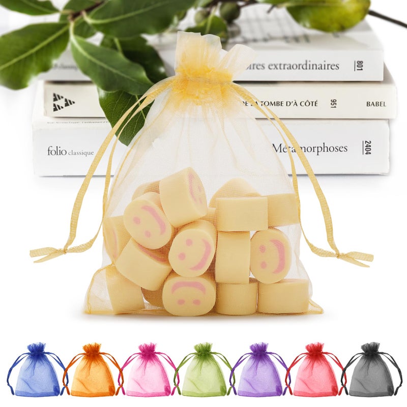 Anznku 50 Pack Organza Bags 3X4 Inch Gift Bags With Drawstring Party Favor Bag Packaging Bag For Candy Jewelry Wedding(Gold) - Image 1