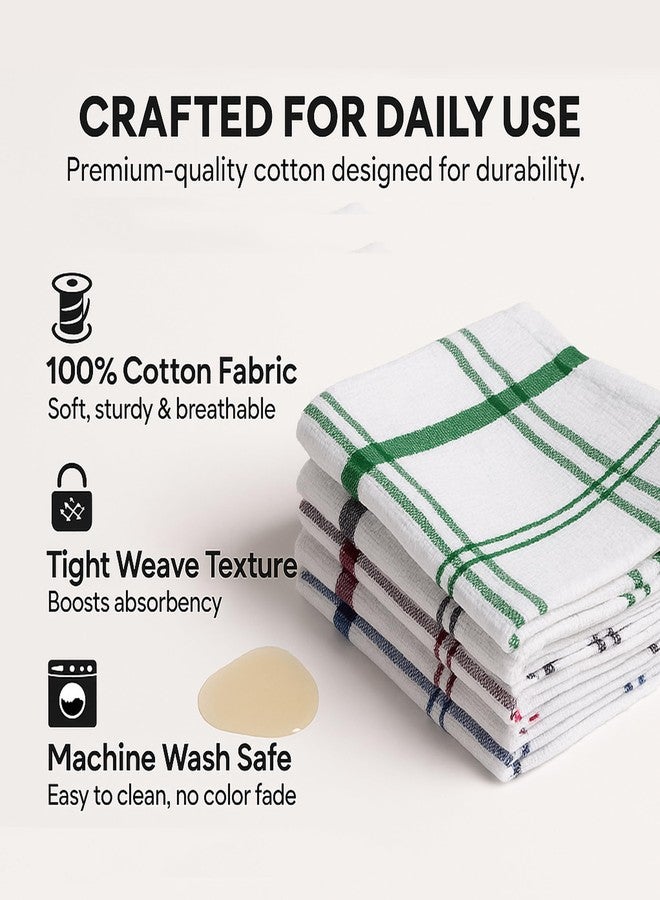 Linensutra Cotton Kitchen Towels, Large Size 65 cm x 45 cm Super Absorbent Lint-Free Multi Color Pack of 5 - Image 5
