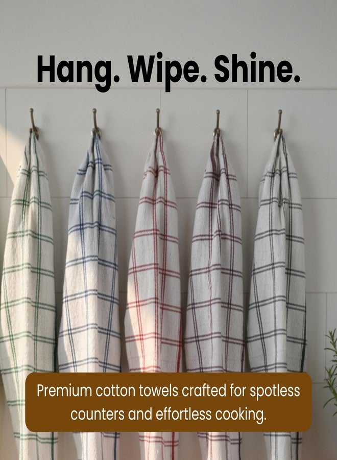 Linensutra Cotton Kitchen Towels, Large Size 65 cm x 45 cm Super Absorbent Lint-Free Multi Color Pack of 5 - Image 2