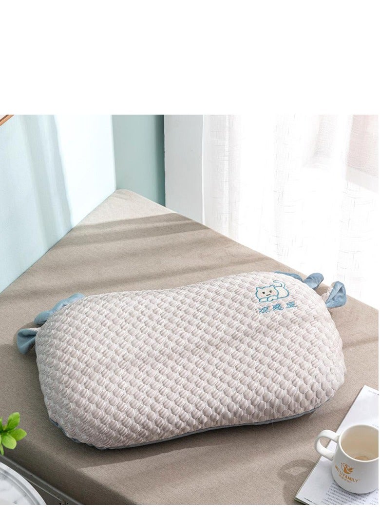 Summer Cool Ice Bean Pillow Children's Neck Protection Cute Embroidered Cat Belly Rebound Memory Cotton Pillow - Image 3