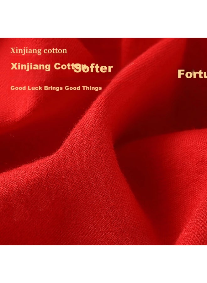 Yimian Men's Cotton Antibacterial Large Size Boxer Briefs Red Year Of The Horse Four-pack - Image 4