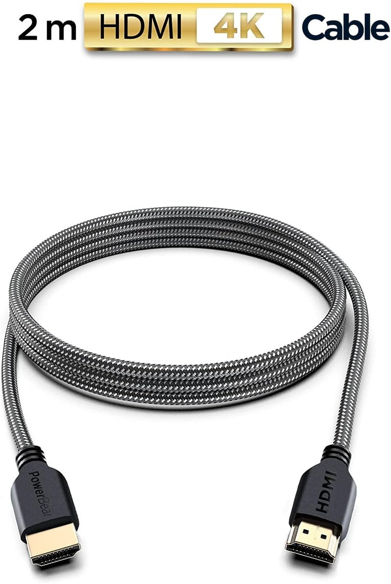 PowerBear 4K HDMI Cable 6 ft | High Speed, Braided Nylon & Gold Connectors, 4K @ 60Hz, Ultra HD, 2K, 1080P, ARC & CL3 Rated | for Laptop, Monitor, PS5, PS4, Xbox One, Fire TV, Apple TV & More - Image 2