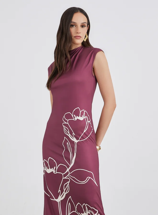 Styli Styli Floral Print Sleeveless Bodycon Maxi Dress