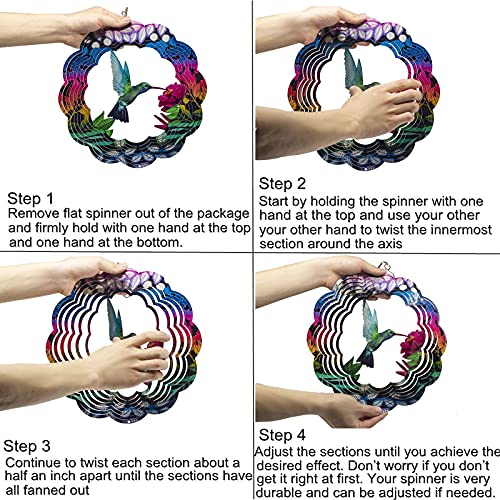 UOUDIO Stainless Steel Wind Spinner- 3D Indoor Outdoor Garden Decoration Crafts Ornaments (Hummingbird) - Image 5