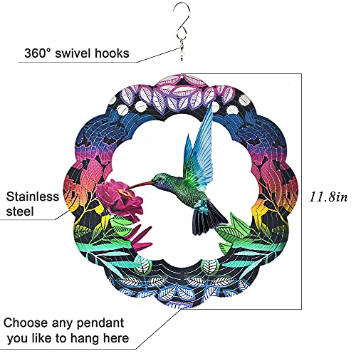 UOUDIO Stainless Steel Wind Spinner- 3D Indoor Outdoor Garden Decoration Crafts Ornaments (Hummingbird) - Image 3
