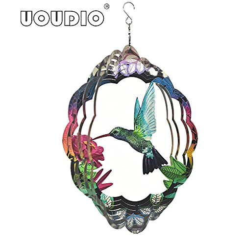 UOUDIO Stainless Steel Wind Spinner- 3D Indoor Outdoor Garden Decoration Crafts Ornaments (Hummingbird) - Image 2