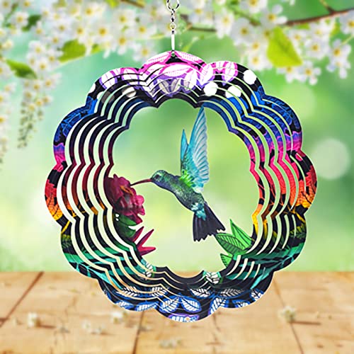 UOUDIO Stainless Steel Wind Spinner- 3D Indoor Outdoor Garden Decoration Crafts Ornaments (Hummingbird) - Image 1
