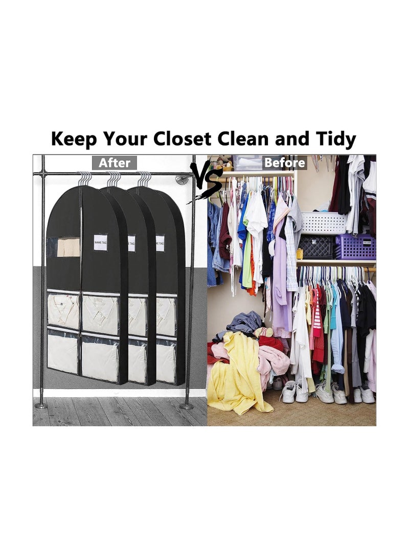 49" Garment Bag, Heavy Duty Garment Bags, with 4 Pockets, Suitable for Home, Travel Hanging Garment Bags, for Closet Storage, Hold 3-8 Clothes, for Clothes, Coats, Shirts, Dress (Set of 2)  - Image 5