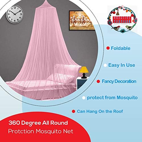 Next Day Art Double Bed Polyester Mosquito Net Portable Pop-Up Tent (Light Pink) - Image 4