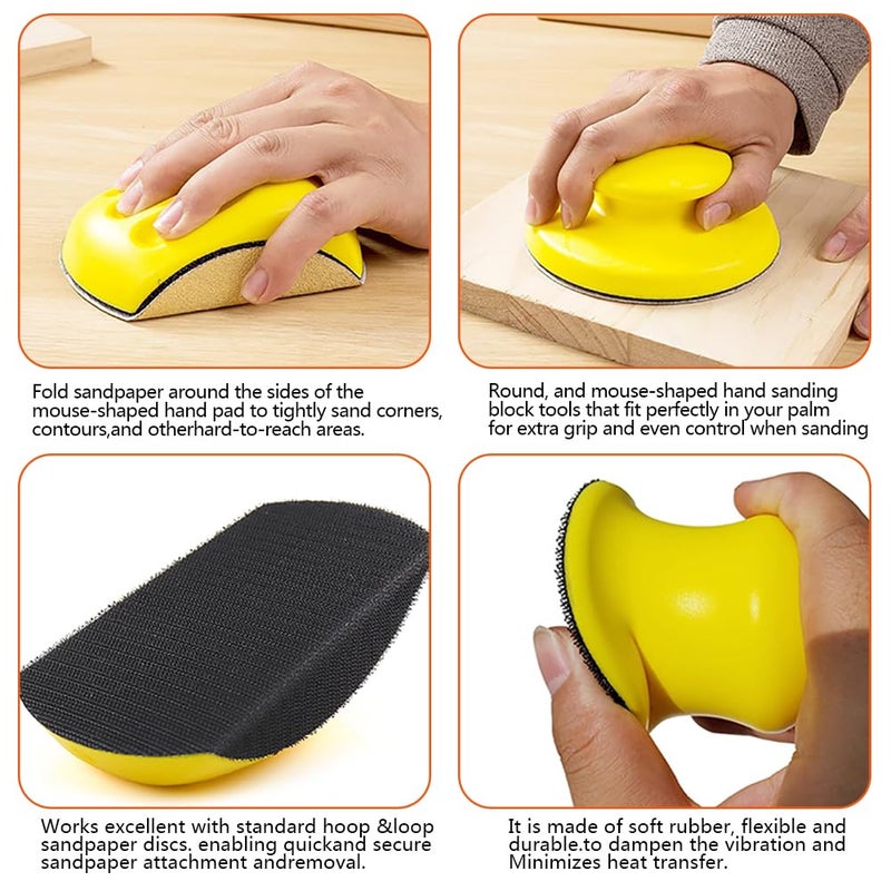 Tshya Sanding Blocks 5Pack Hook and Loop Sanding Block Round and Mouse Hand Sanding Block for Wood Furniture Restoration Home Arts and Crafts - Image 2