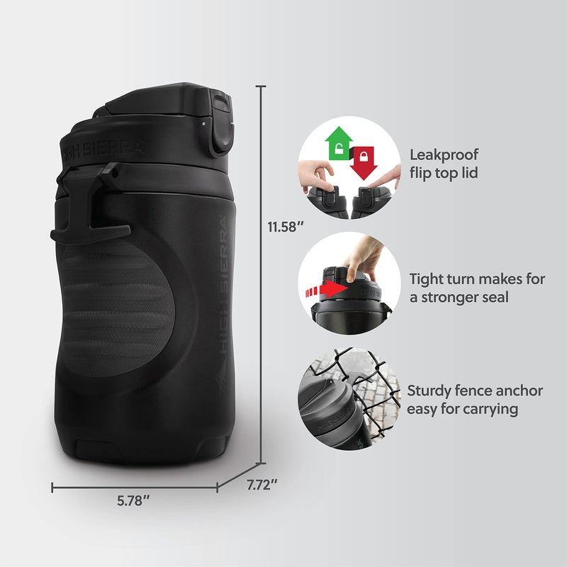HIGH SIERRA  [BPA FREE] 64 OZ Insulated Water Jug  [Silicone Spout - NO MORE TEETH BUMPS] Built-in Fence Anchor  Keeps Iced Water Cold for Hours  EXTRA LARGE Sports Bottle with 1.89L Capacity - Image 5