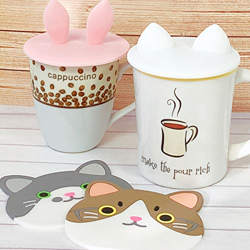 Wrapables® Animal Ears Silicon Cup Lids, Anti-Dust Airtight Mug Covers for Hot and Cold Beverages (Set of 6) - Image 4