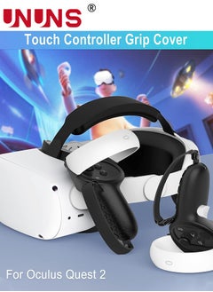 UNUNS Controller Grip For Quest 2,Silicone Grips Covers With 1 Pair Non-Slip Joystick Covers,Meta Quest 2 Accessories Knuckle Strap Cover Protector For VR Touch Controllers,Black  - Image 2