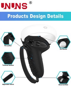 UNUNS Controller Grip For Quest 2,Silicone Grips Covers With 1 Pair Non-Slip Joystick Covers,Meta Quest 2 Accessories Knuckle Strap Cover Protector For VR Touch Controllers,Black  - Image 4