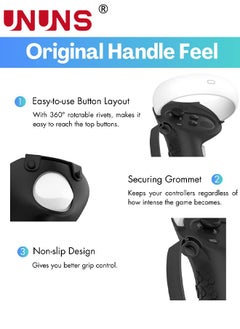 UNUNS Controller Grip For Quest 2,Silicone Grips Covers With 1 Pair Non-Slip Joystick Covers,Meta Quest 2 Accessories Knuckle Strap Cover Protector For VR Touch Controllers,Black  - Image 5