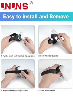 UNUNS Controller Grip For Quest 2,Silicone Grips Covers With 1 Pair Non-Slip Joystick Covers,Meta Quest 2 Accessories Knuckle Strap Cover Protector For VR Touch Controllers,Black  - Image 3