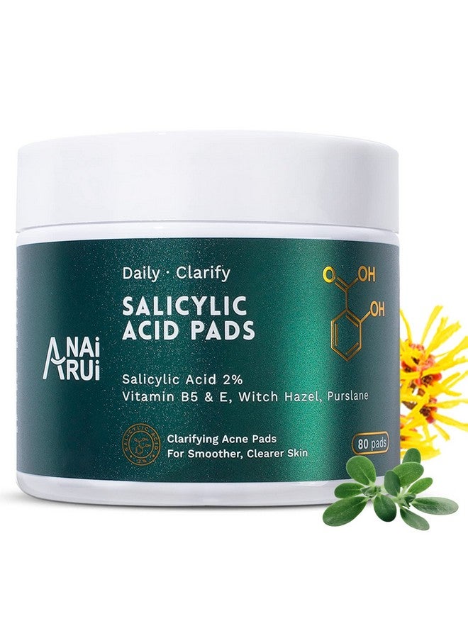 ANAI RUI 2% Salicylic Acid Acne Padsacne Treatment Pads Face Cleansing Pads Witch Hazel Pads For Acne & Blemishes Clear Facial Peel Resurfacing & Exfoliating Face Wash Wipes 80 Count - Image 1