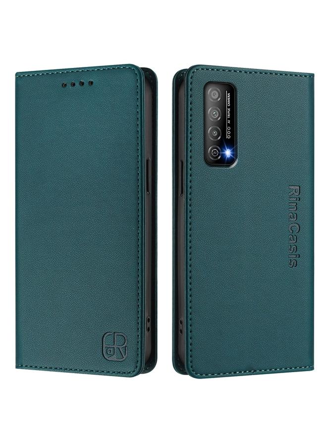 Green Tiger Case For Huawei Enjoy 20 SE / Huawei Y7a RC01 Dual-Folded Magnetic Suction RFID Leather Phone Case - Image 2