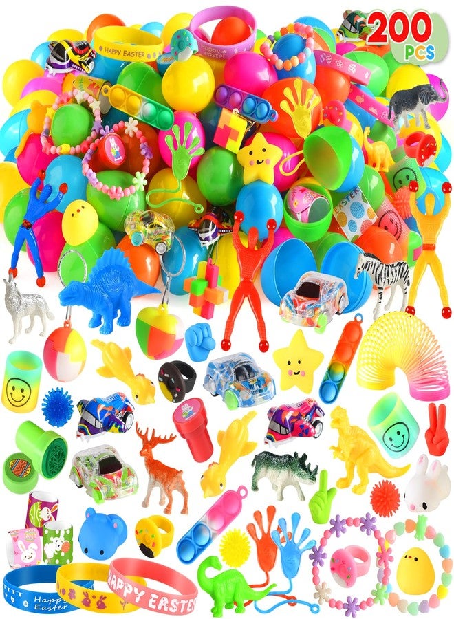 LACCHOUFEE 200Pcs Prefilled Easter Eggs with Toys, Filled Easter Eggs for Basket Stuffers Fillers Includes Assorted Toys Plus Sticky Hands - Kids Boy Girl Party Favors Classroom Prize Supplies - Image 1