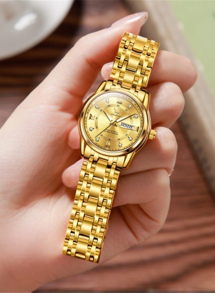 OLEVS Elegant 5513 Fashion Women's Watch Stainless Steel Waterproof Double Calendar Trendy Quartz Watch for ladies Original Watch - Image 5