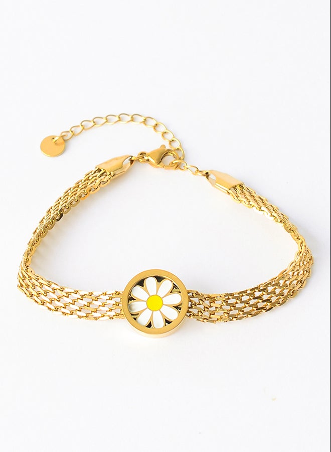 A wide, rose-shaped hand bracelet for women