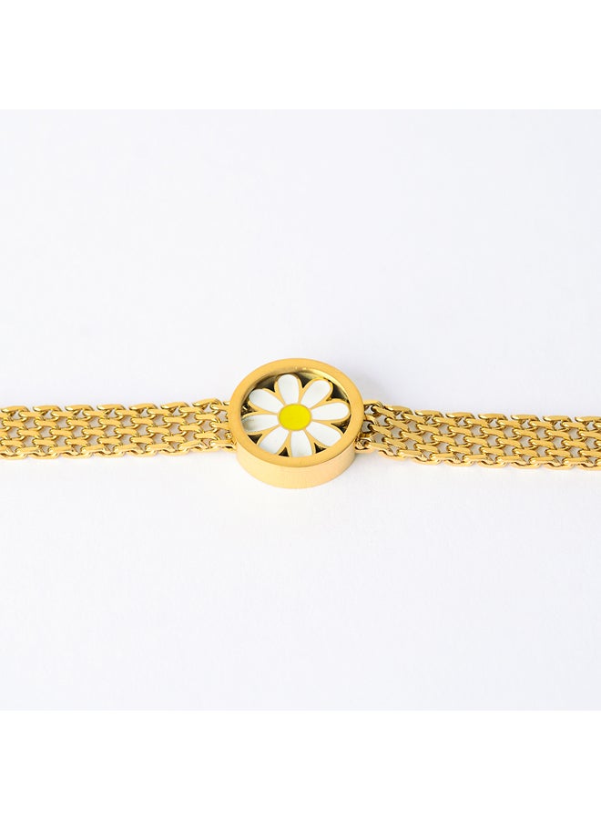 A wide, rose-shaped hand bracelet for women