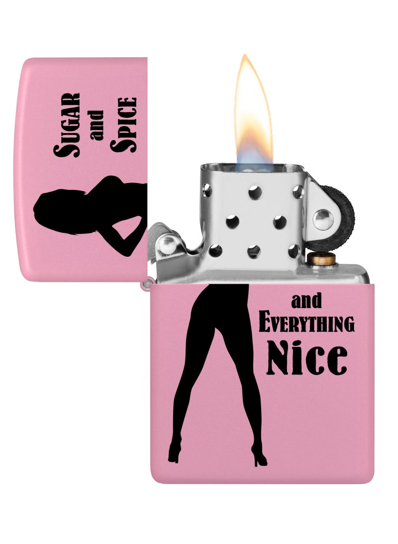 Zippo ولاعة زيبو CI412362 238 بتصميم السكر والتوابل باللون الوردي غير اللامع مقاومة للرياح - Image 3