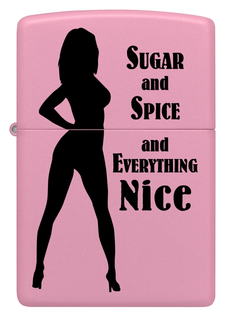 Zippo ولاعة زيبو CI412362 238 بتصميم السكر والتوابل باللون الوردي غير اللامع مقاومة للرياح - Image 2