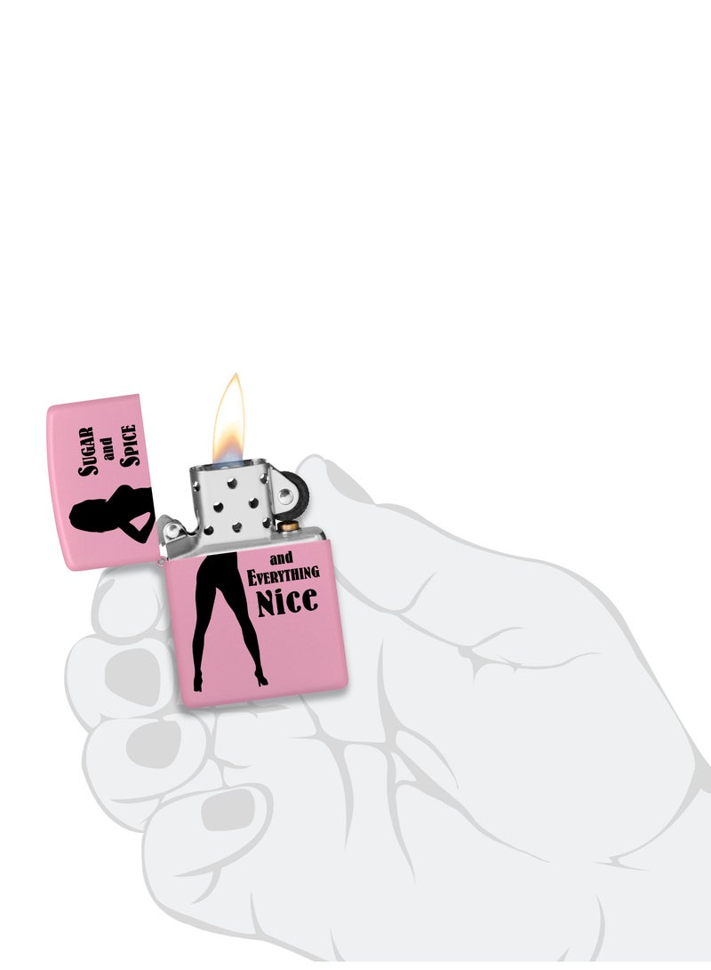 Zippo ولاعة زيبو CI412362 238 بتصميم السكر والتوابل باللون الوردي غير اللامع مقاومة للرياح - Image 5