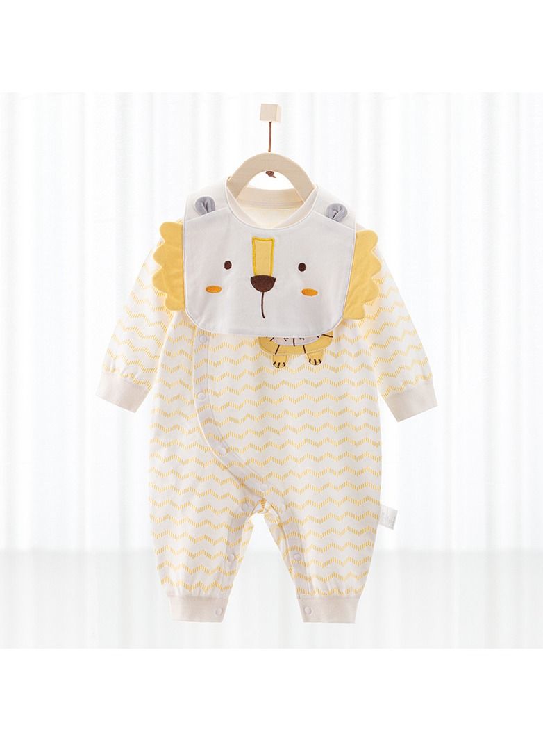Baby Cotton Cute Long Sleeve Cartoon Jumpsuit With Bib
