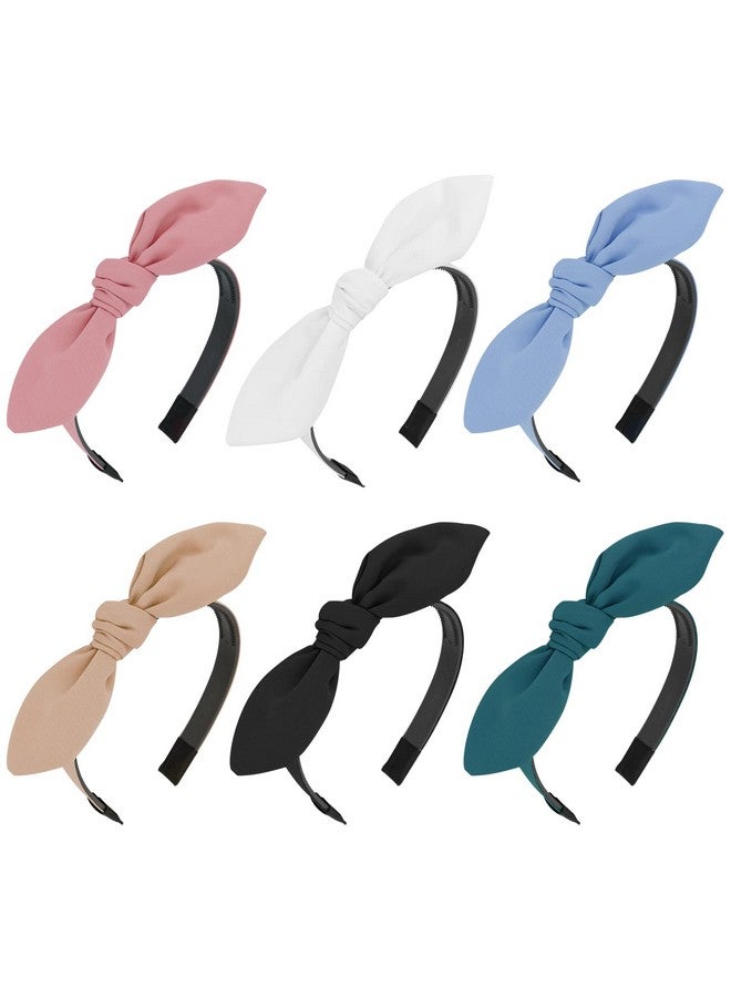 ACO-UINT Headbands for Women, 6 Pack Cute Headbands with Bow for Girls, Knotted Headbands with Teeth, Hair Accessories for Women, 6 Colors - Image 1