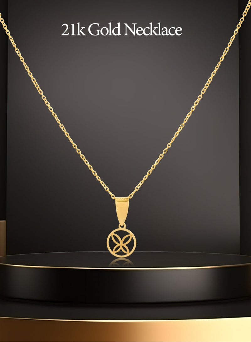 بفلح للمجوهرات كنز من الجمال – قلادة على شكل زهرة من الذهب عيار 21 قيراط - Image 3