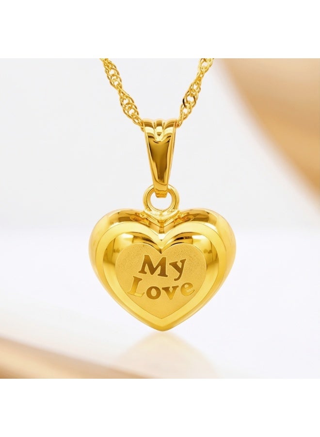 BAFLEH JEWELLERY Elegant 21K Gold Heart Shape Pendant with Chain  Available at Bafleh Jewellery - Image 1