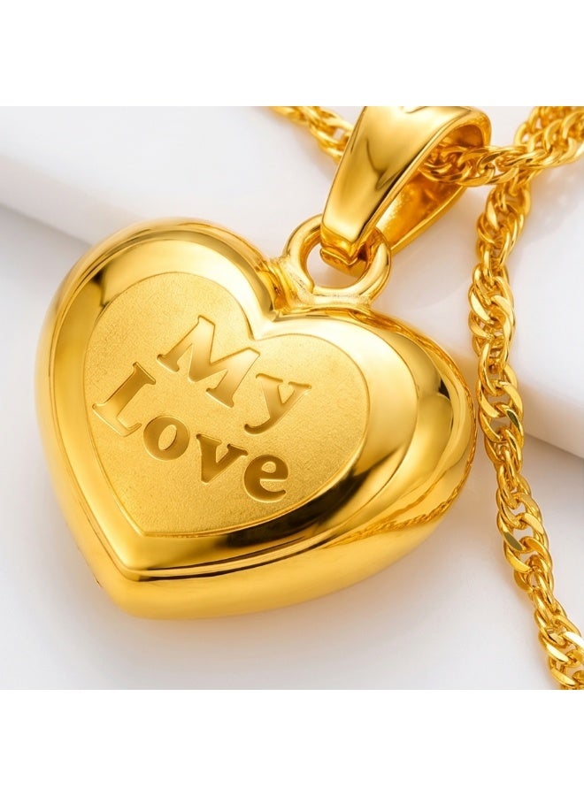 BAFLEH JEWELLERY Elegant 21K Gold Heart Shape Pendant with Chain  Available at Bafleh Jewellery - Image 3