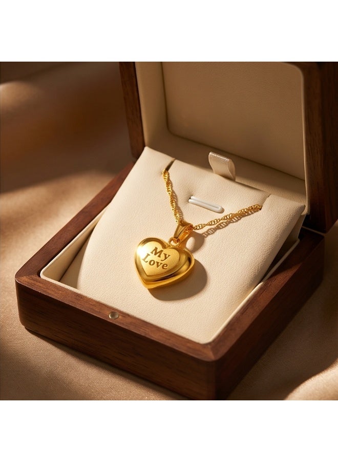 BAFLEH JEWELLERY Elegant 21K Gold Heart Shape Pendant with Chain  Available at Bafleh Jewellery - Image 2