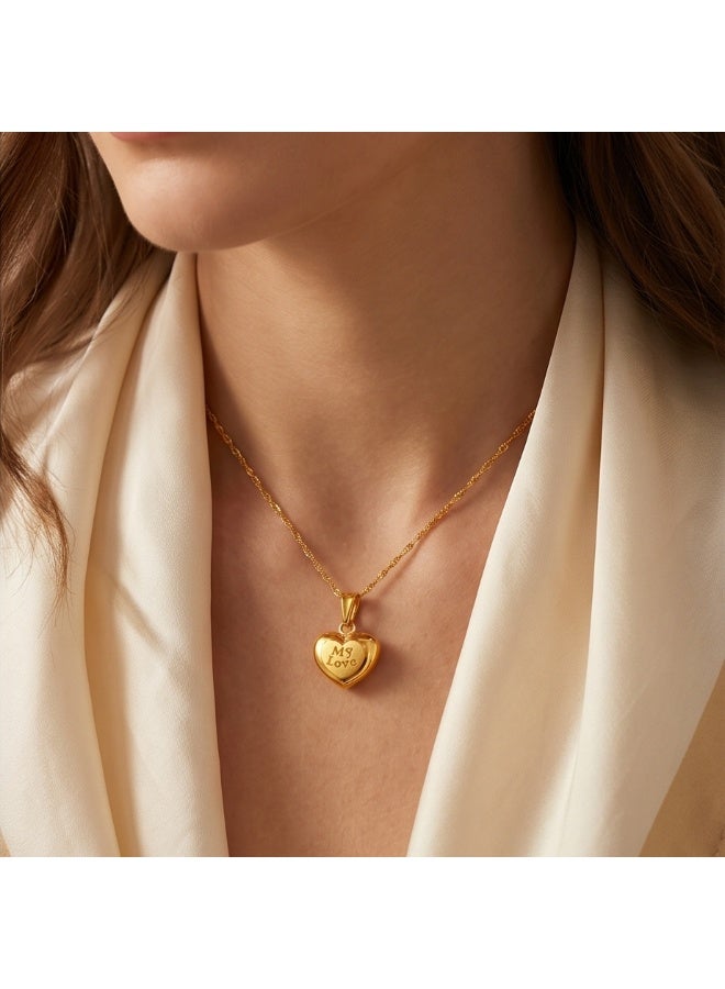 BAFLEH JEWELLERY Elegant 21K Gold Heart Shape Pendant with Chain  Available at Bafleh Jewellery - Image 4