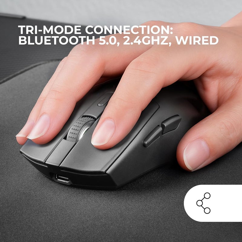 MARS GAMING MM‑T3 Ultralight Wireless Mouse, Bluetooth 5.0 + 2.4 GHz + Cable, Optical Sensor PIXART PAW3104PRO 14400 DPI Magnetic RGB Charging Station, Huano Switches, Control Software, Black - Image 2