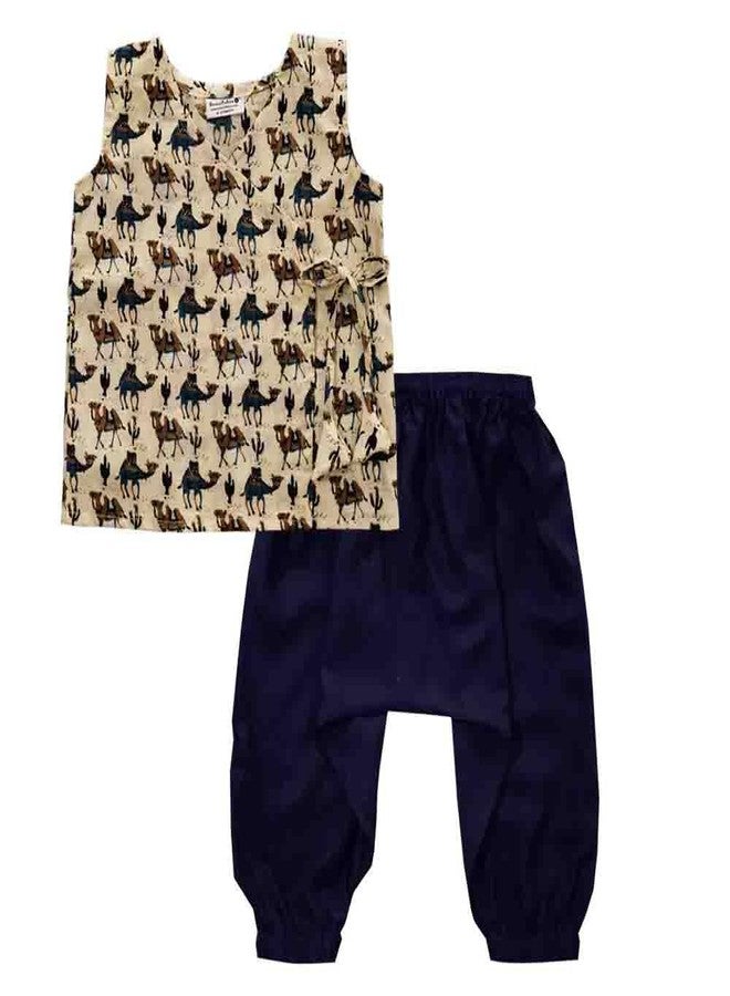 Snowflakes Unisex Infant Jabla Top With Harem Pant Set With Camel Prints - Off White - Image 1