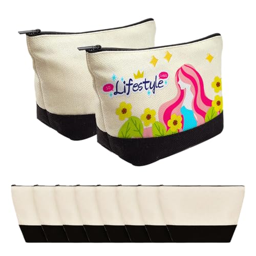 Beclumas 10 Pack 9"x 5.5" Sublimation Blanks Cosmetic Bags,Pencil Bag, Bulk Multi-Purpose DIY Heat Transfer Makeup Bags with Zipper for DIY Crafts Travel and Toiletry Bag - Image 1