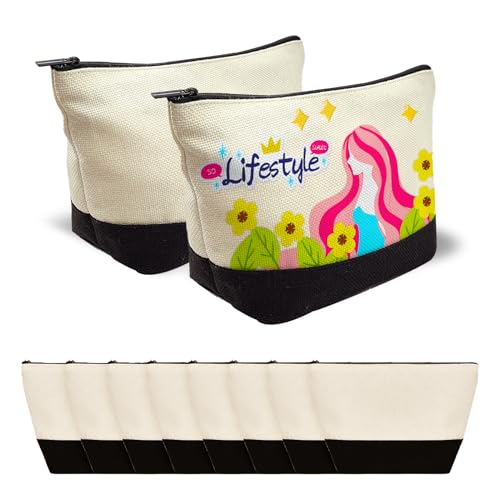 Beclumas 10 Pack 9"x 5.5" Sublimation Blanks Cosmetic Bags,Pencil Bag, Bulk Multi-Purpose DIY Heat Transfer Makeup Bags with Zipper for DIY Crafts Travel and Toiletry Bag - Image 2