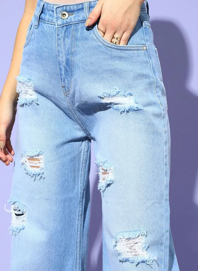 STREET 9 STREET 9 Women Blue Flared Highly Distressed Jeans