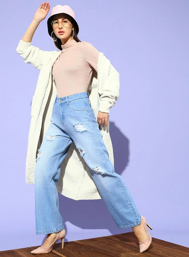 STREET 9 STREET 9 Women Blue Flared Highly Distressed Jeans