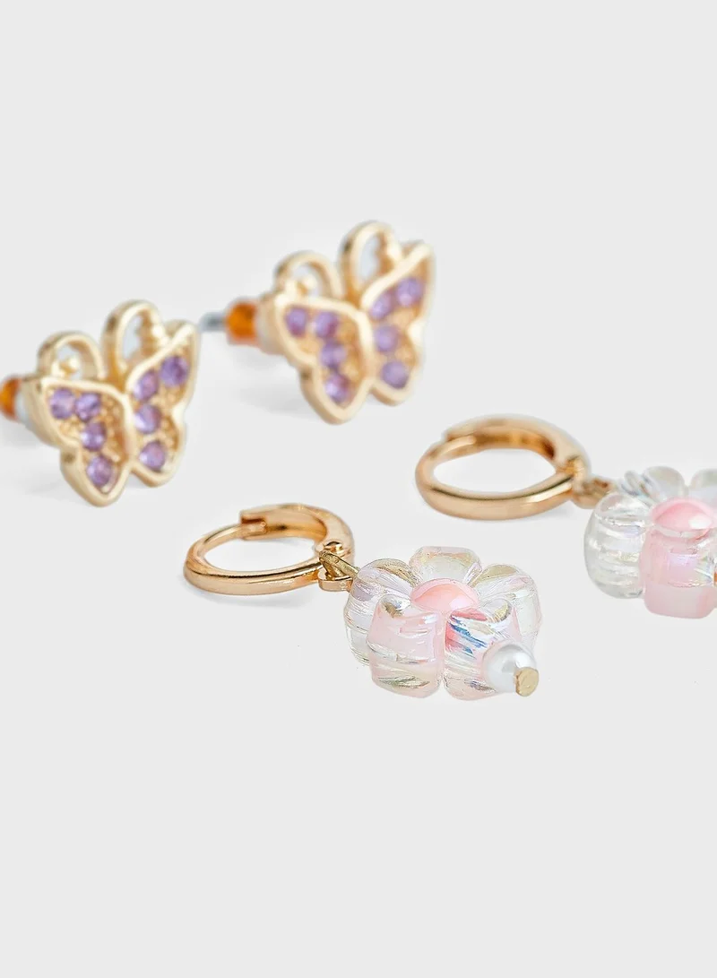 Ginger 4 Pack Butterfly Huggie Earrings