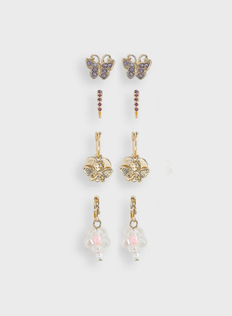 Ginger 4 Pack Butterfly Huggie Earrings