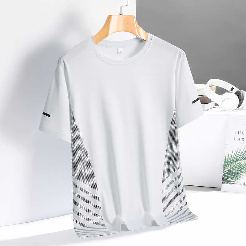 Ice Silk Short-sleeved T-shirt Men''s Summer Thin Fatty Plus Large Size Loose Quick-drying Sports T-shirt 2302-P15 - Image 3