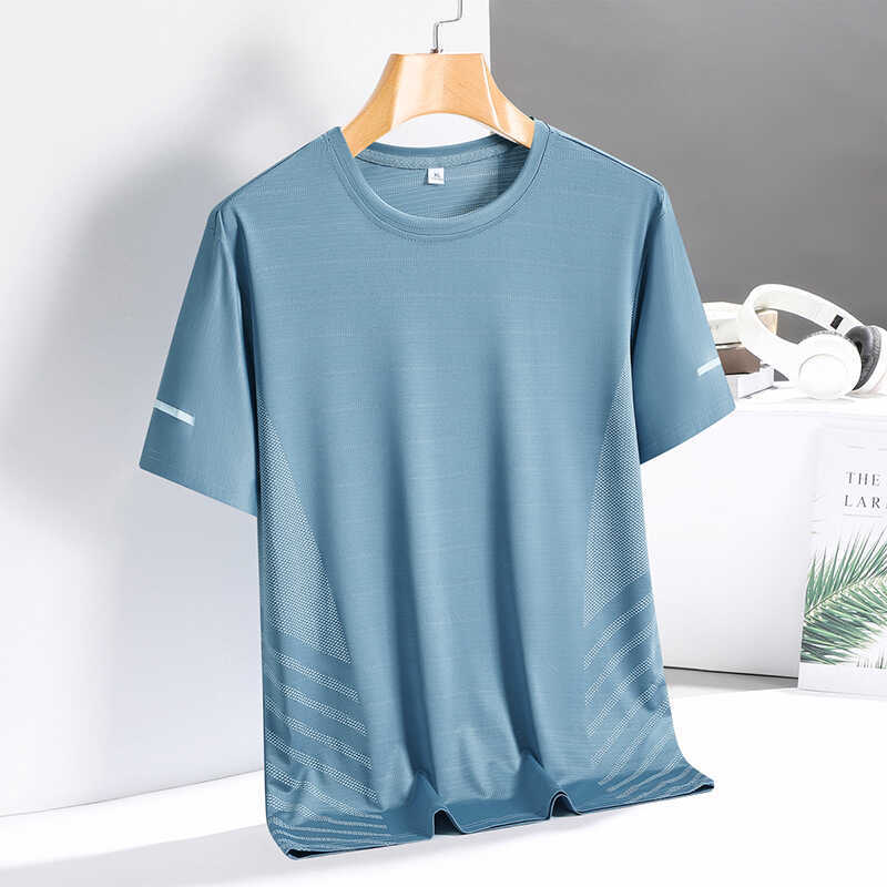 Ice Silk Short-sleeved T-shirt Men''s Summer Thin Fatty Plus Large Size Loose Quick-drying Sports T-shirt 2302-P15 - Image 5