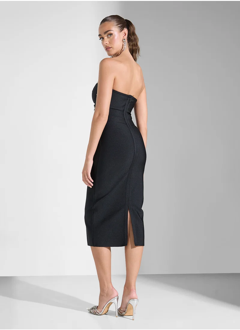 جينجر بوتيك Sweetheart Neckline Diamante Corset Detail Gown