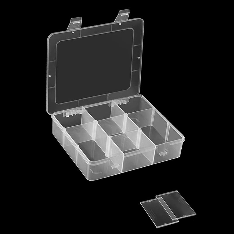Vidifor 9 Grids Plastic Storage Compartment Organizer Container with Adjustable Dividers for Crafts, Earrings, Screws, Nail, Pins and More (1) - Image 1