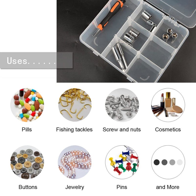 Vidifor 9 Grids Plastic Storage Compartment Organizer Container with Adjustable Dividers for Crafts, Earrings, Screws, Nail, Pins and More (1) - Image 4